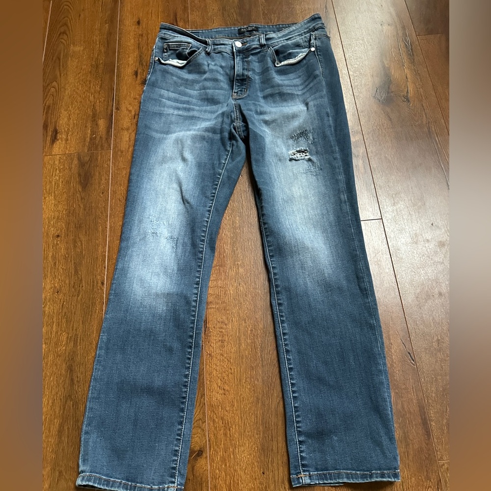 Judy Blue Straight Fit Jeans Blue Denim Distressed Casual Size 34x32 Mens